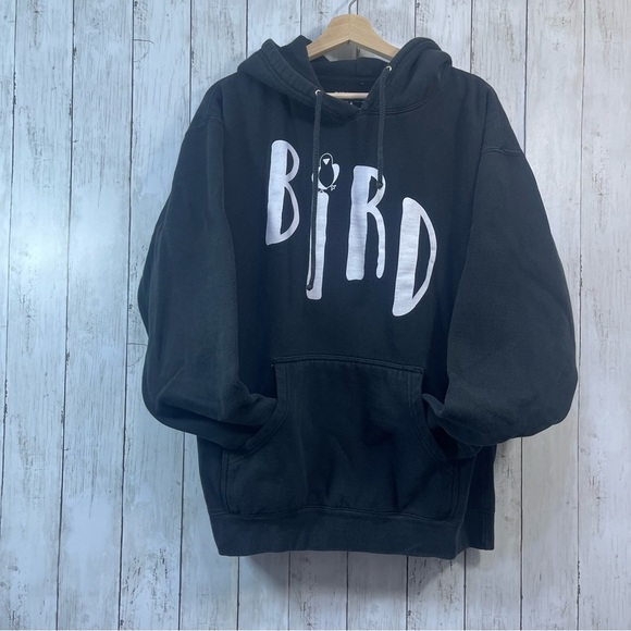 BirdBrain Drawstring Black Hoodie Unisex Large - Picture 2 of 7